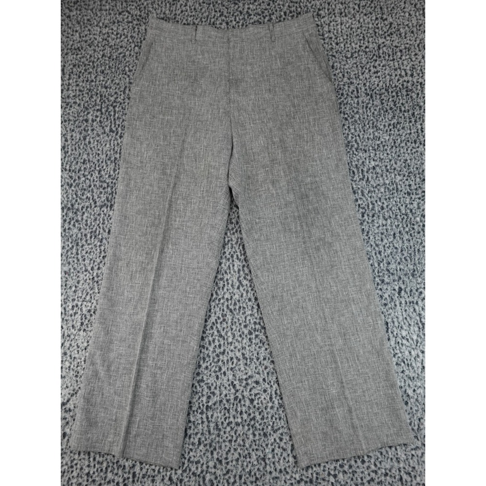 TropiCool Dress Pants Mens 35 Grey Textured Straight Leg Slacks